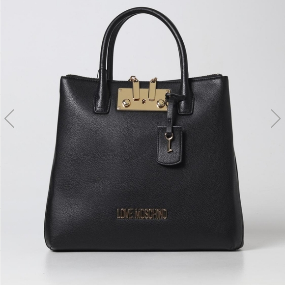 Love Moschino Handbags - NWT Love Moschino  Borsa PU Nero Black Satchel with Gold Accents